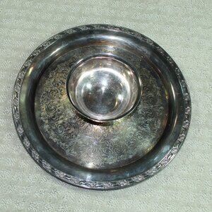 Wm A Rogers Oneida LTD Silversmiths 12” Silver Chip & Dip Platter Serving Tray